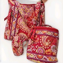 Vera Bradley Raspberry Fizz Hand Bag Lunch Tote And Phone Cover Lot Of 3 - $45.49
