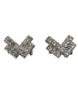 JC Silver Metal Brooch 2-pc Rhinestones Retro Jewelry Vintage 1950s Gift - $26.61 CAD