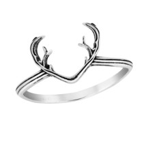 Spirit of the Forest Mesmerizing Deer Antler Sterling Silver Ring-5 - $11.79