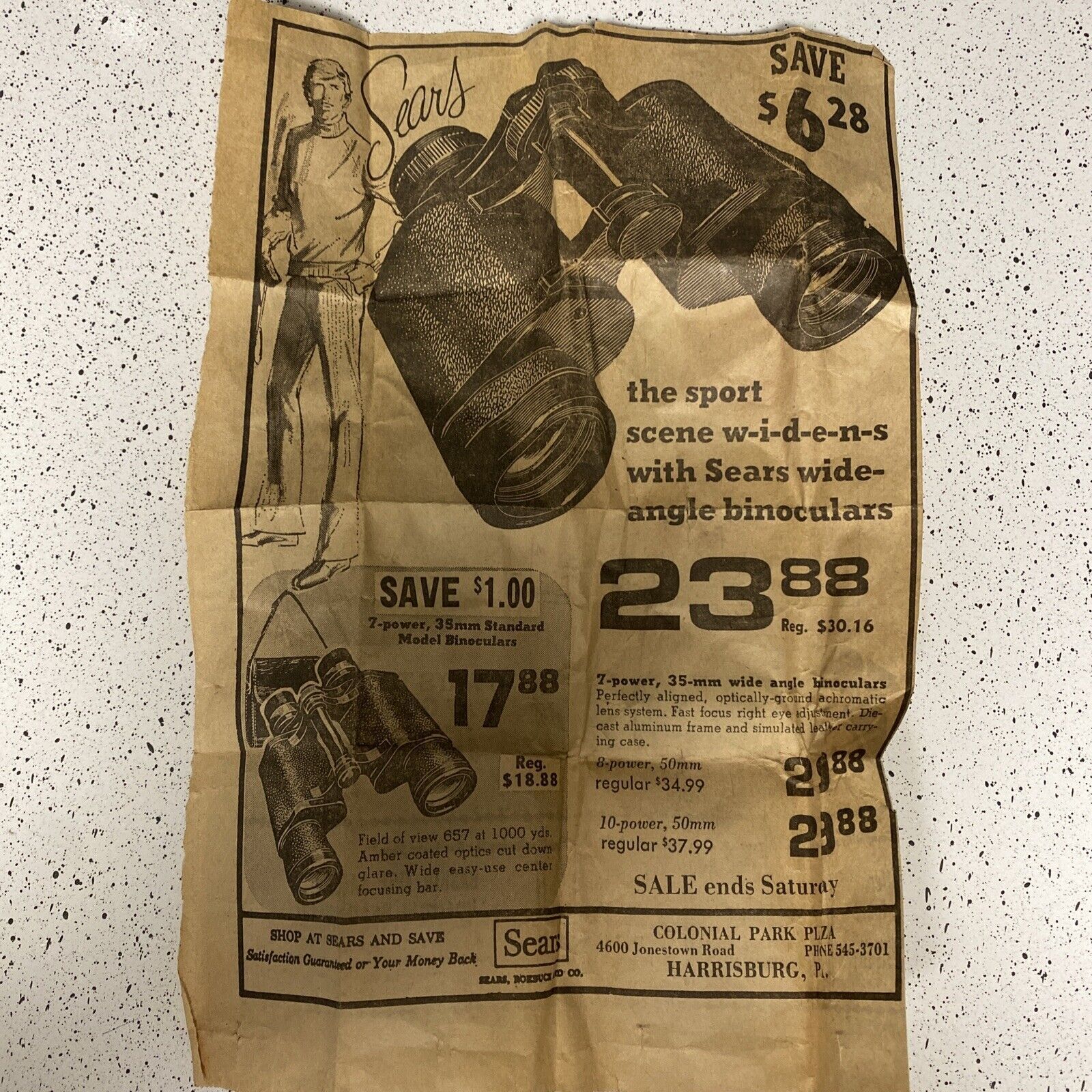 Vintage Sears Newspaper Binoculars Advertisement  - $0.99