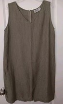 CHICO&#39;S Design Sz.3 (XL) Linen Midi Shift Dress Olive, Sleeveless, Vintage  - £22.26 GBP