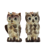 Vintage Lefton Owl with Flowers on Head Salt &amp; Pepper Shakers 1960&#39;S Rare - $16.60