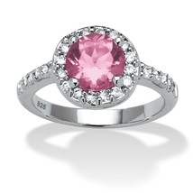 PalmBeach Jewelry Birthstone and CZ Halo Ring in .925 Silver-June-Alexandrite - £25.59 GBP