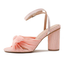 New Fashion Summer Solid Sandals High Chunky Heels Open Toe Big Size 43 Butterfl - £57.40 GBP