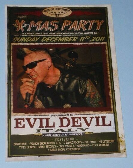 Primary image for Evil Devil Concert Promo Card Vintage 2011 Whittier California