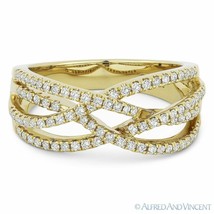 0.44ct Round Cut Diamond Right-Hand Overlap Loop Fashion Ring in 14k Yellow Gold - £1,295.56 GBP