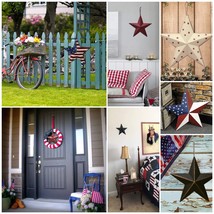 Metal Barn Star Hanging Wall Decor 4th July Memorial Day Patriotic decorations - £11.25 GBP