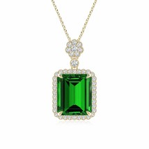 ANGARA Lab-Grown Emerald Pendant Necklace in 14K Gold (12x10mm,5.75 Ct) - £2,658.63 GBP