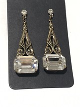 Sadie Green Victorian Drop Dangle Earrings Copper Rhinestone - Stunning!! - £42.95 GBP