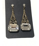 Sadie Green Victorian Drop Dangle Earrings Copper Rhinestone - Stunning!! - £42.95 GBP