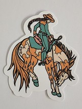 Cowgirl Riding Horse Multicolor Cartoon Sticker Decal Super Cute Embellishment - £1.81 GBP