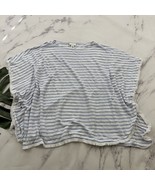 J Jill Boat Neck Top Cover Up Size XS/S Blue White Striped Linen Fringe ... - $37.89 CAD
