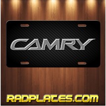 TOYOTA CAMRY Inspired Art on Silver and Black Aluminum Vanity license plate Tag - £15.80 GBP