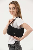 Black U26 Single Zipper Section Canvas Fabric Women&#39;s Daily Baguette Han... - $167.75 MXN