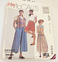 Vintage McCalls 4751 Vest, Top, Skirt, Culottes Sewing Pattern - $4.89