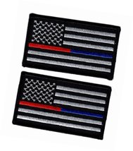 Firefighter - Police Thin Red and Blue Line USA Flag 2pcs Hook Patch (3.... - £7.04 GBP