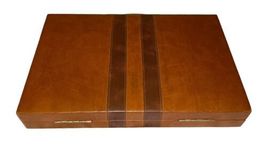 Vintage Backgammon Set Faux Leather Case Marbled Swirl Green White Pcs image 7