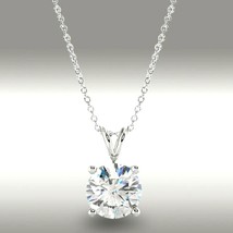 Certified Moissanite 2 Ct Pendant 14k White Gold Plated Silver Solitaire Chain - £110.31 GBP