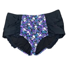 Hot Topic Skull Purple Floral Ruffle High Waist Swim Bottom Plus Size 5X NWTs - $31.44