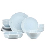 Elama Emilia 16 Piece Double Bowl Stoneware Dinnerware Set in Light Blue - €78,48 EUR