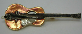 Guitar Pin Copper Colored Large Vintage - $11.35
