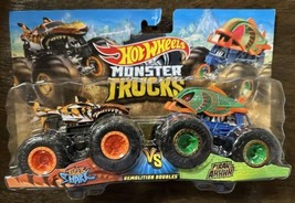 2021 Hot Wheels Monster Trucks Demolition Doubles Tiger Shark vs Piranah... - $19.99