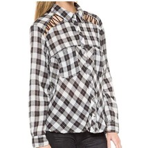 Free People Black White Plaid Button-down Top Size Small - £20.23 GBP