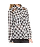 Free People Black White Plaid Button-down Top Size Small - £20.11 GBP