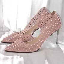 Steve Madden Pointed Toe Heels Studded Stiletto Pumps Pink Party Shoes Woman 8.5 - $23.36