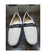 Montique Loafer Shoes Men&#39;s Size 10 White Black Suede Leather Moc Toe Sl... - $41.97 CAD