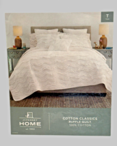 J.C. Penney Home Cotton Classics Ruffle Quilt Twin Coverlet Bright White... - £44.07 GBP