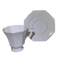 NIKKO Classic Collection White Footed Coffee Cup &amp; Saucer Ribbed Octagon 1 Set - £11.60 GBP