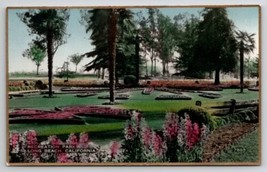 Long Beach Recreation Park CA Fred Martin Hand Colored Gilded Photo Postcard I30 - £15.69 GBP