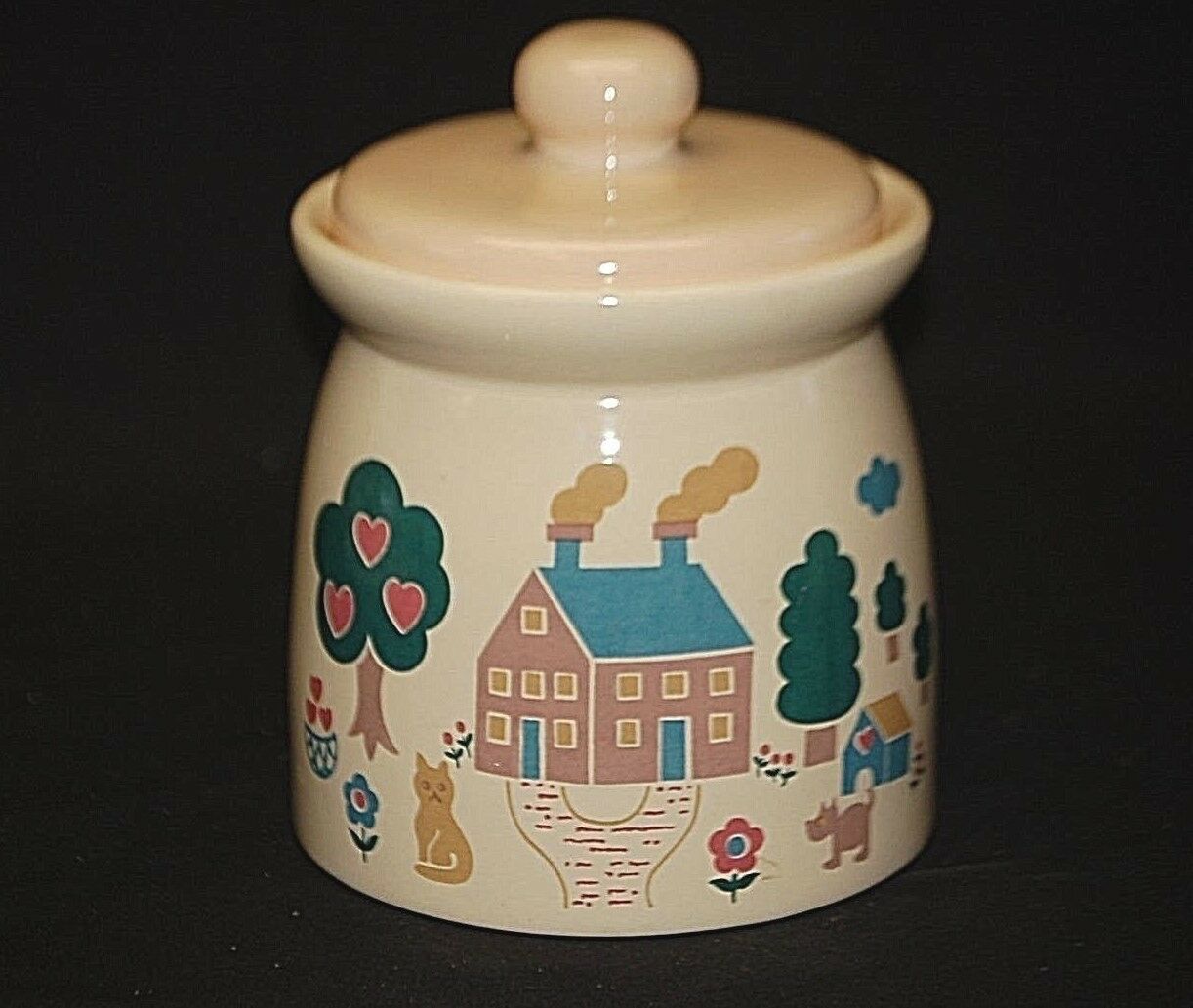 Primary image for Lofisa Welcome To My Home Ceramic Canister Cookie Jar w Lid Vermillion Davis a