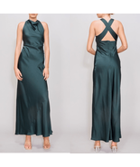 MELLODAY Ruched Cowl Neck Bias Cut Satin Maxi Dress, Large, Hunter Green... - €99,25 EUR