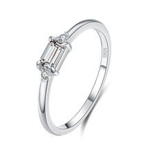 Modian Minimalism 100% Real 925 Sterling Silver Sparkling Emerald Cut Zirconia F - £10.74 GBP