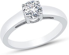 Gift for Her 1.25CT Round CZ Solitaire Engagement Ring in 14k White Gold Finish - £49.27 GBP