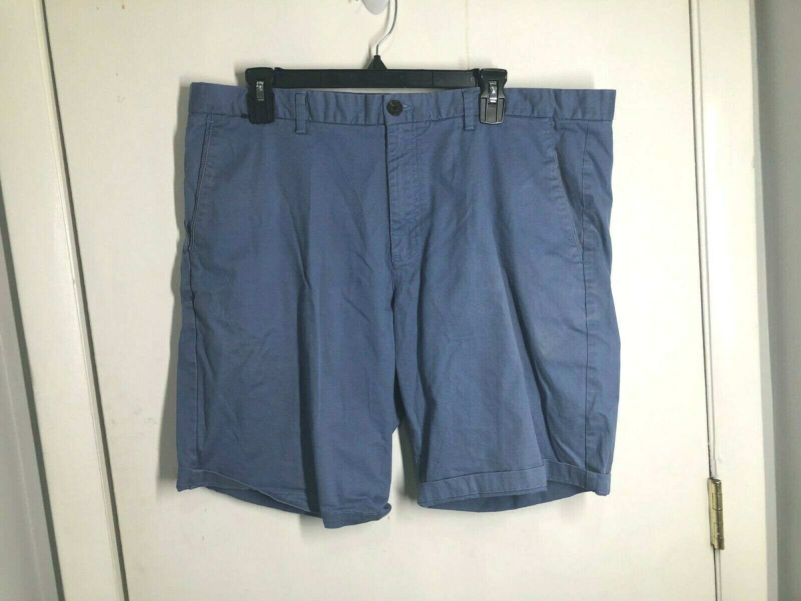 David Jones Men&#39;s SZ 38 Cotton Stretch Blue Chino Shorts Inseam 10&quot; - $9.89