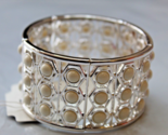 Liz Claiborne Silver Tone Stretch Bracelet White Dots All Around New - $14.80