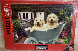 OVER 250 PIECE JIGSAW PUZZLE. Anatolian Puppies In Wheelbarrow - $14.03