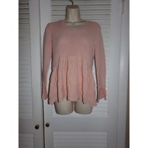 Vtg Altar&#39;d State pink ruffle hem &amp; sleeve v neck sweater S coquette whimsy - $15.08