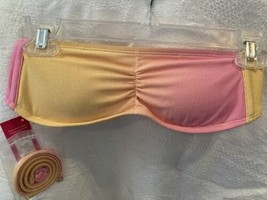 Xhilaration Juniors&#39; Metallic Ombre Cinched Bandeau Bikini Top Pink XS - £7.37 GBP