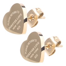 Minimalism Stainless Steel Love Forever Heart Stud Earring Gold Plating Earrings - £10.39 GBP
