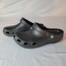 Crocs Classic No Holes Solid Black Comfort Rubber Clogs Men&#39;s 7 Women 9 ... - $24.74