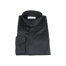 Mens CEREMONIA Pastor Shirt 100% Cotton Turkey Banded Collar #stn 15 hyk black image 3