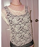AERIE American Eagle Floral Lace Boho Keyhole Short Sleeve T Shirt Blous... - $34.17 CAD