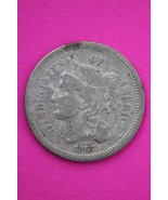 1867 Three 3 Cent Nickel Scarce Semi Key Date Type Coin Philadelphia Min... - $24.74 CAD