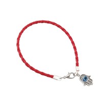 100Pcs Red Leatheroid Braided String Kabbalah Hamsa Hand Charms Bracelets A01125 - £43.85 GBP