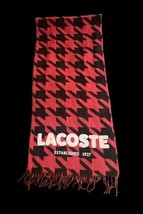 Lacoste Live Men’s Red Black Wool Blend Scarf Made in Italy NWT Fringe Logo - $69.99