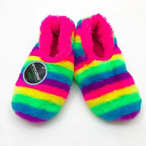 Snoozies Women&#39;s Soft Fuzzy Pink Top Stripe Slippers Multicolor Medium  ... - $12.86
